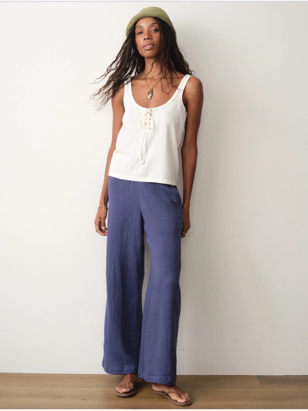 Marine Layer Isla Double Cloth Wide Leg Pants. Blue. Size S. New with tags.